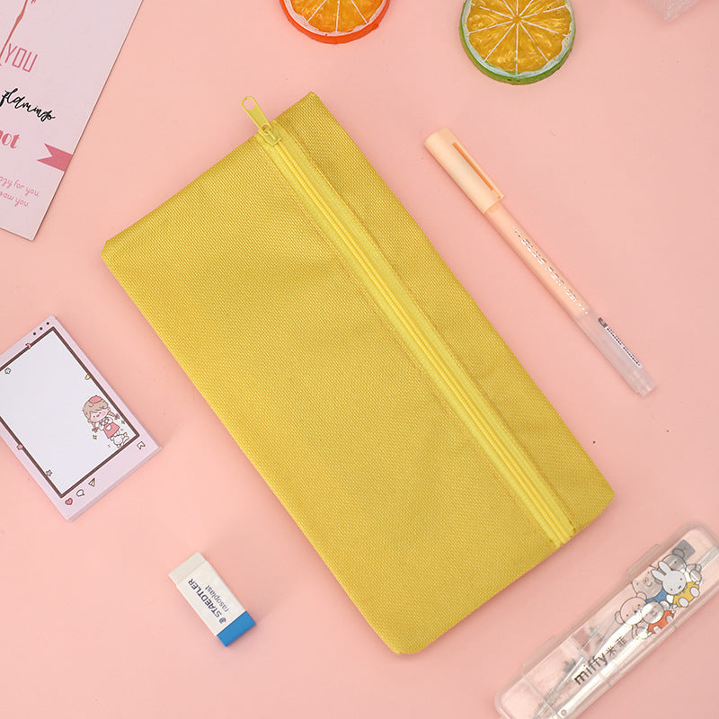 Fashion Simple Solid Color Oxford Cloth Zipper Pencil Bag