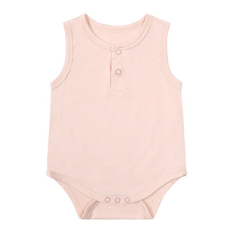 Kids Baby Boys Girls Casual Cute Solid Color Sleeveless Romper