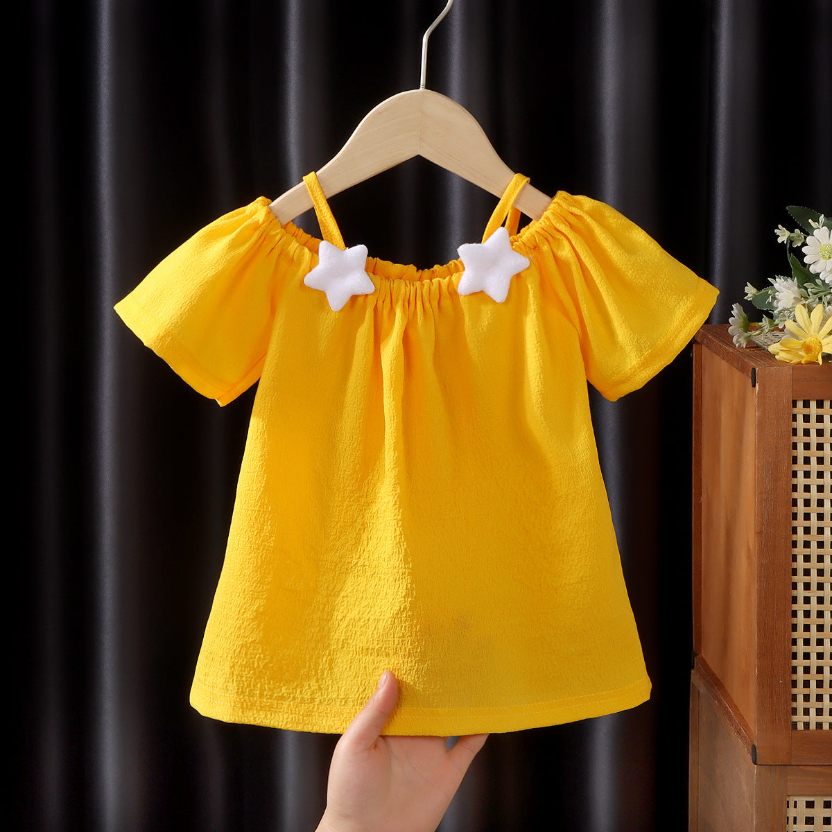 Toddler Girl Short-Sleeved Summer Off-Shoulder Blouse