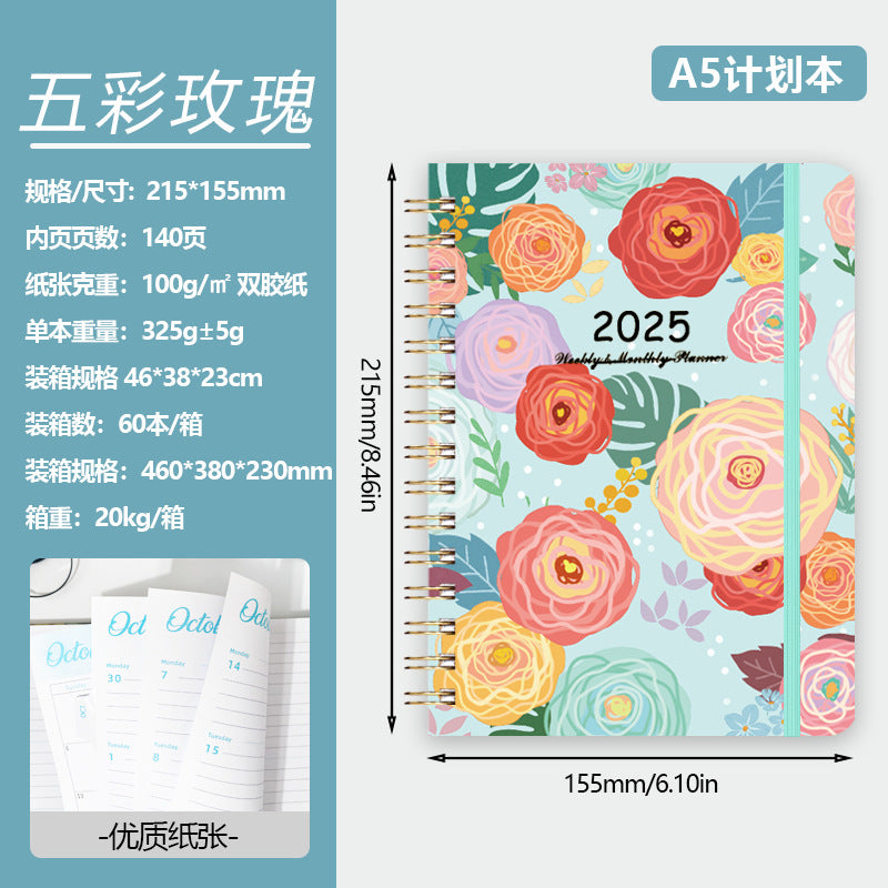 2025 Flower Graffiti English Plan Coil A5 Notebook