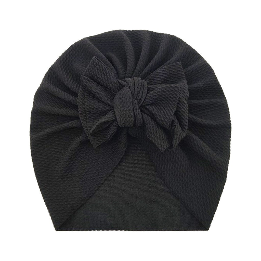 Newborn Cute Solid Color Bow Turban Cap
