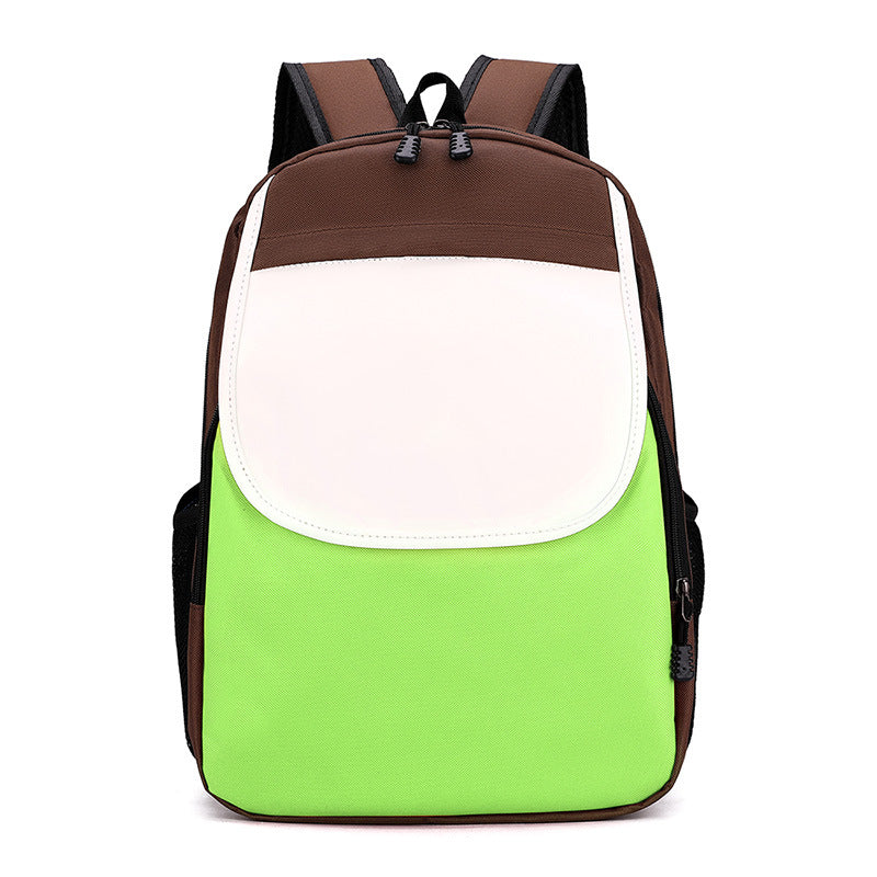 Children Fashion Girls Boys Color Matching Canvas Backpack School Bag