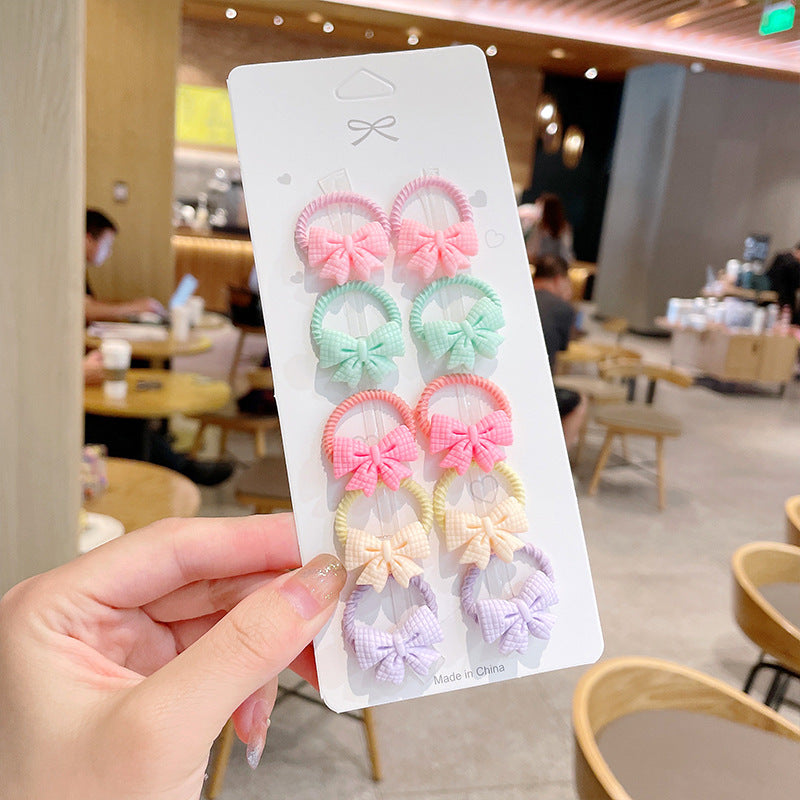 10pcs/set Girls Cute Cartoon Fruit Mini Elastic Hair Band