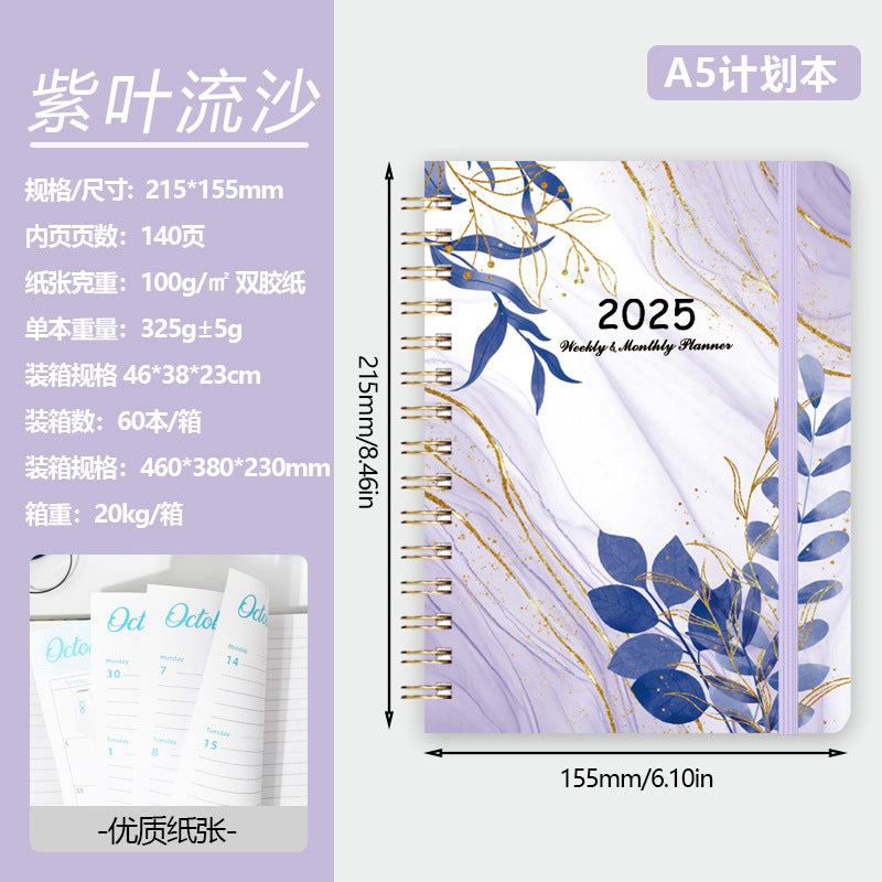 2025 Flowers English Plan Coil Notebook