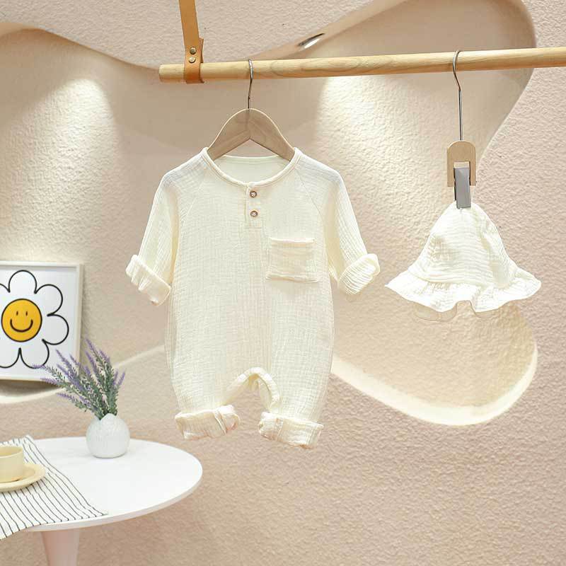 Kids Baby Boys Girls Cute Solid Color Long Sleeve Romper