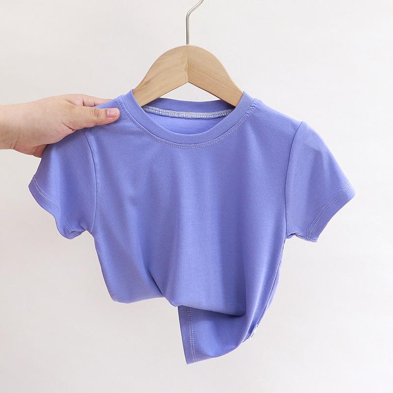 Kids Casual Roun Neck Short Sleeve Loose Basic T-shirt