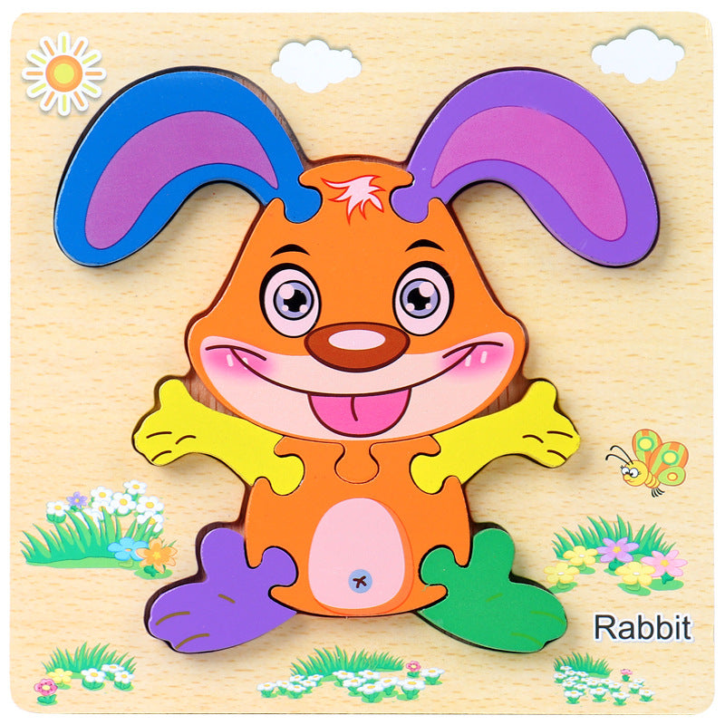 1-3 To Early Education Wooden Children'S Educational Cartoon Animal Three-Dimensional Puzzle