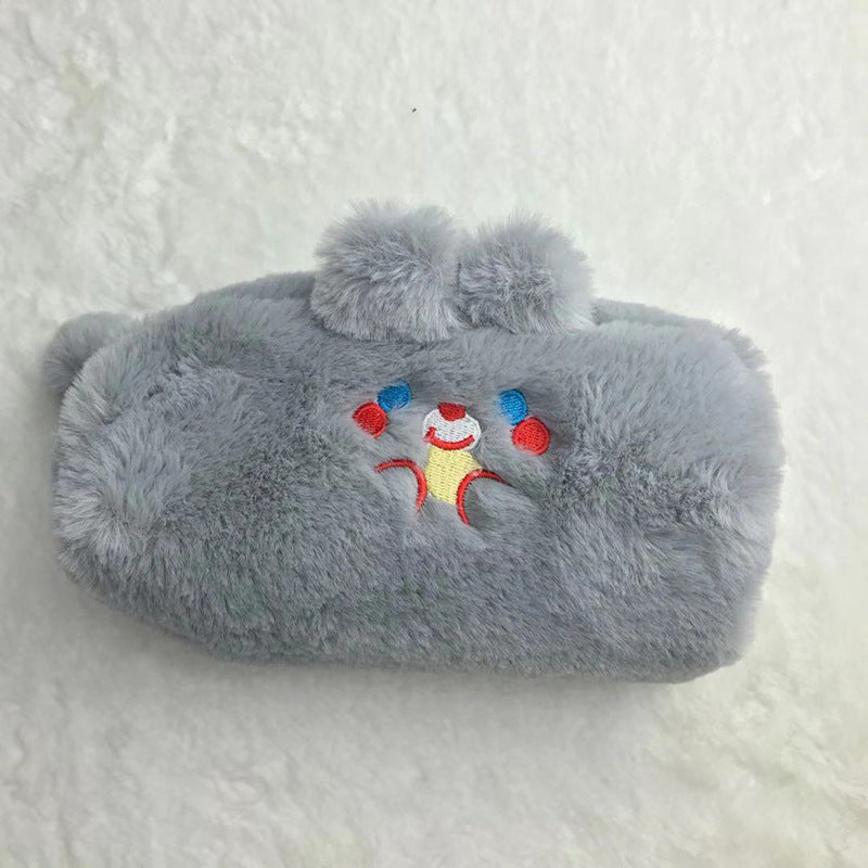 Fashion Cute Cartoon Bear Rabbit Plush Large Capacity Pencil Bag