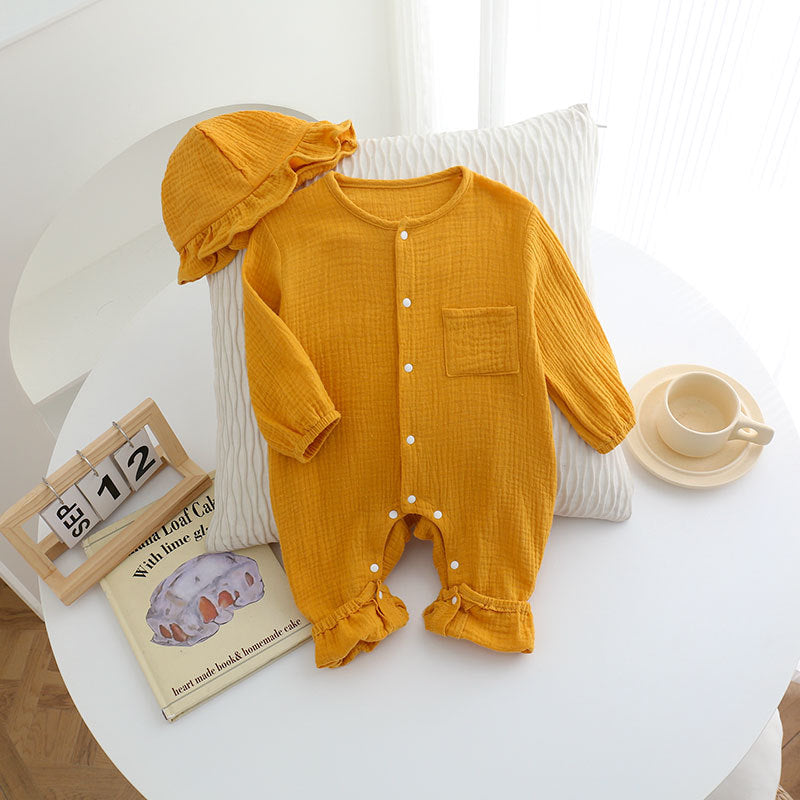 Kids Baby Boys Girls Cute Solid Color Long Sleeve Romper