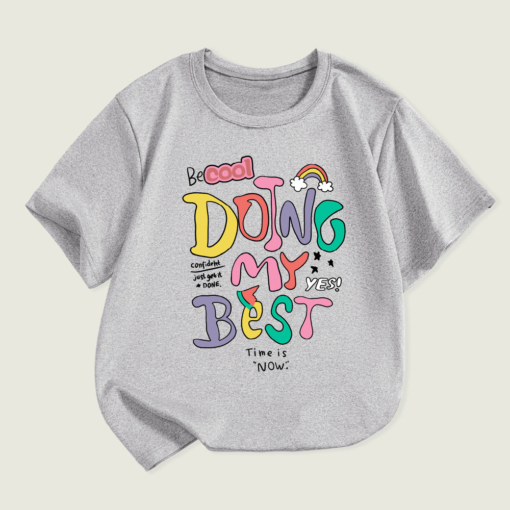 Kids Toddler Boys Girls Alphabet Print Short Sleeve T-Shirt