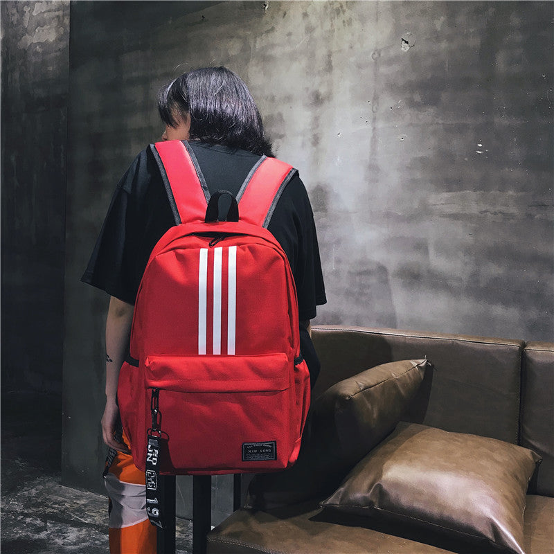 Children Fashion Simple Girls Boys Color Matching Canvas Backpack School Bag