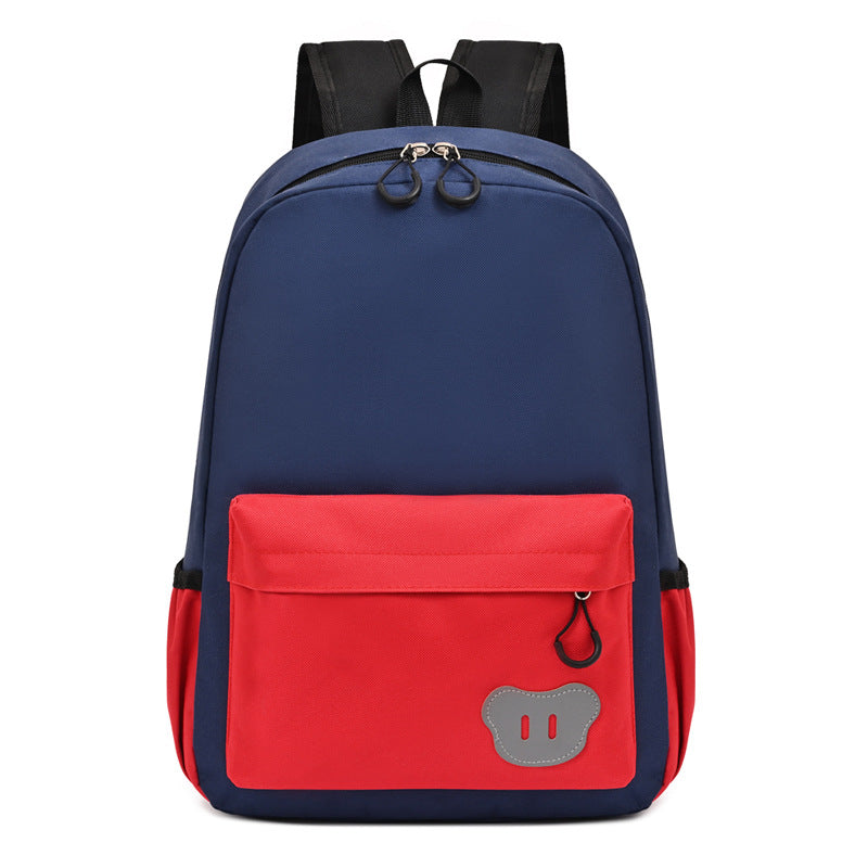 Children Fashion Girls Boys Color Matching Canvas Backpack School Bag