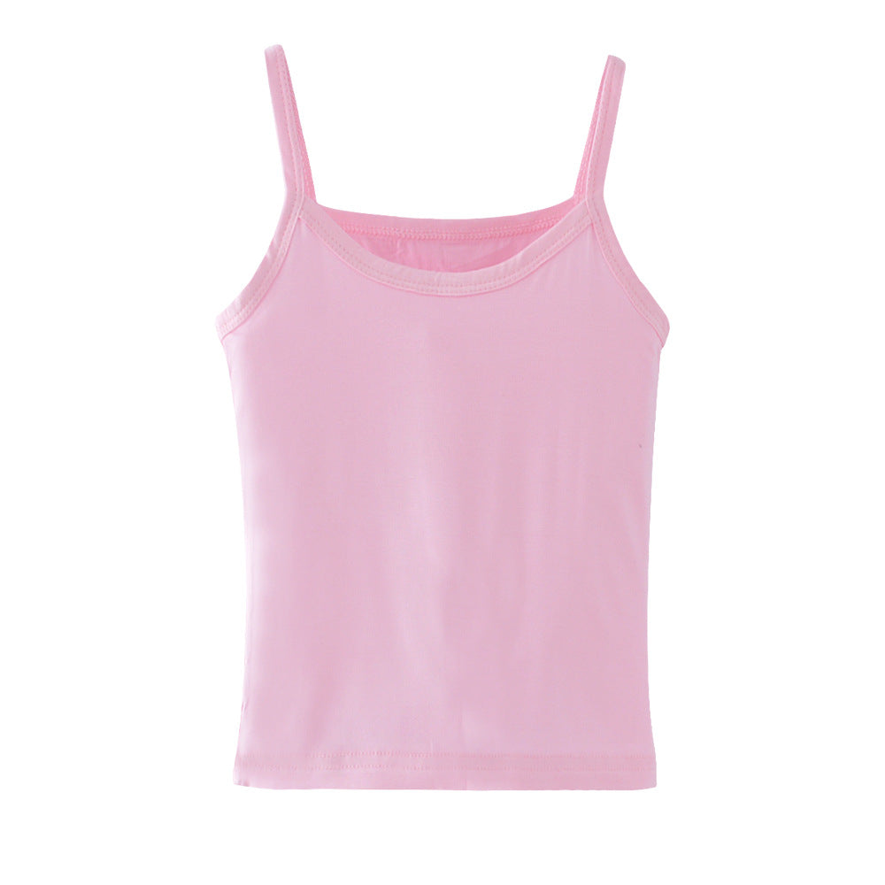Kids Girls Basic Solid Color Suspender Bottoming Soft Skin-friendly Vest