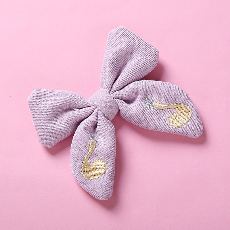 Toddlers Newborn Kid Baby Fashion Girls Bowknot Embroidered Hairpin Hair Accessories