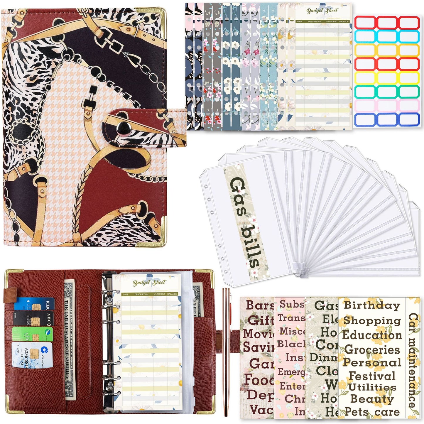 A6 Zipper Bag Color Printing Binder PU Leather Handbook Notebook