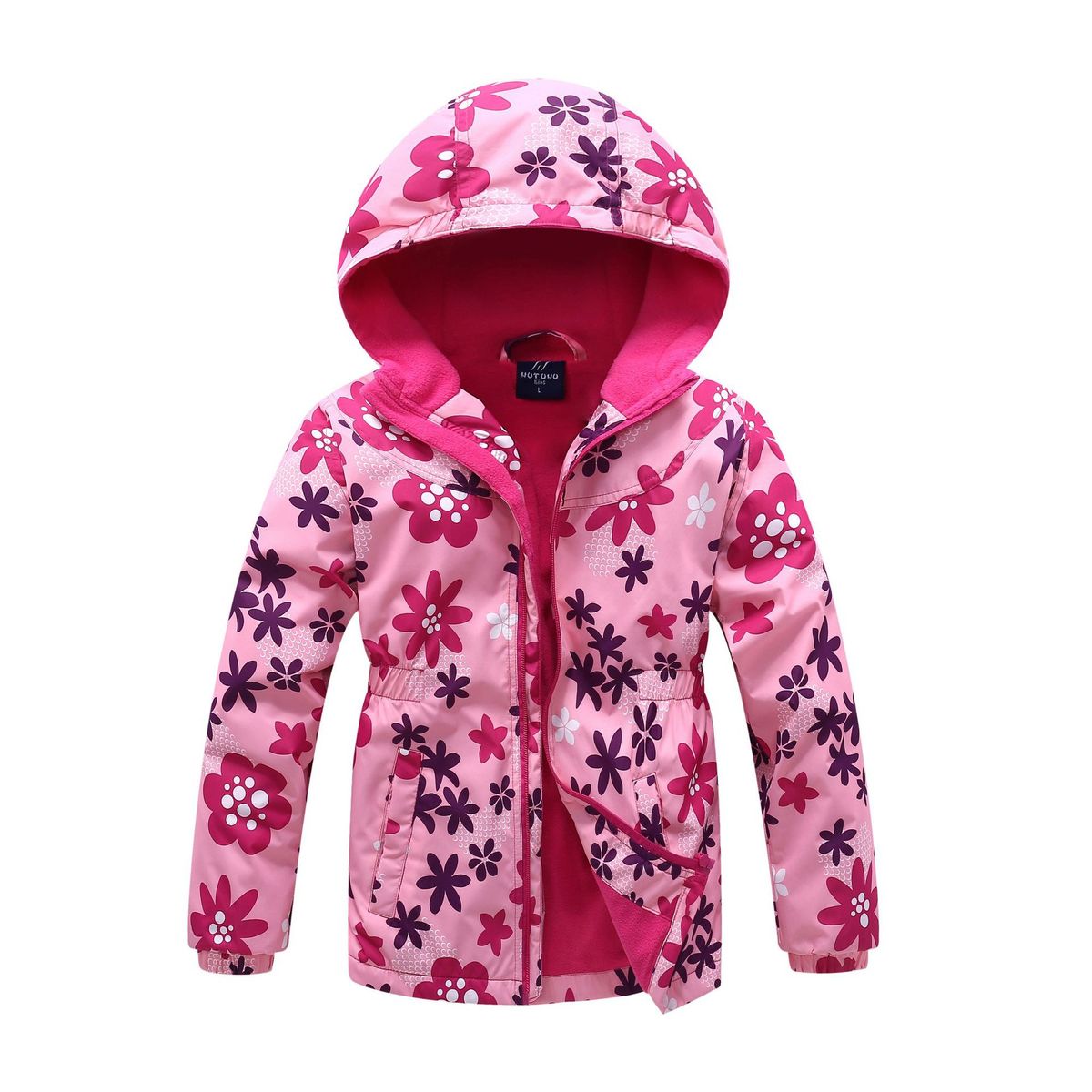 Autumn And Winter Toddler Girls Mid-Length Windbreaker Thickened Hooded Zipper Coat