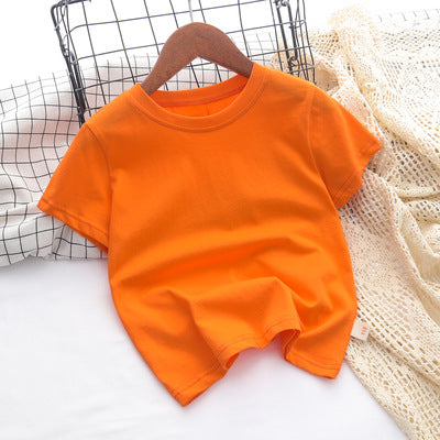 Summer Children Casual Pure Color Cotton Short Sleeve T-Shirt
