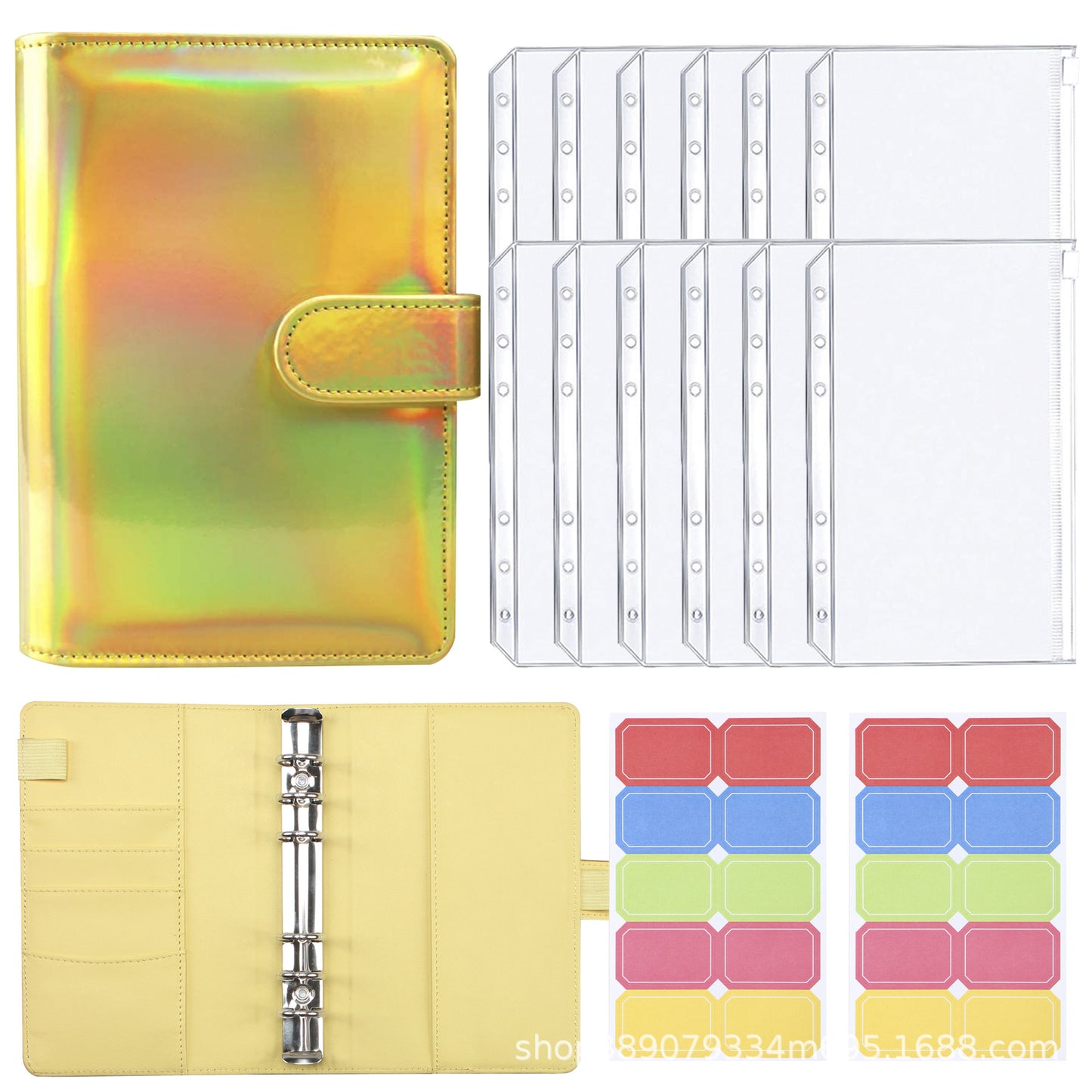 A6 Colorful Binder Laser Macaron PU Note Book