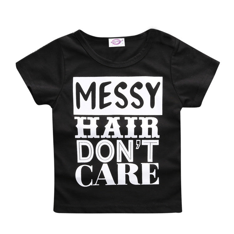 Baby Casual Round Neck Short Sleeve Letter Pattern T-shirt