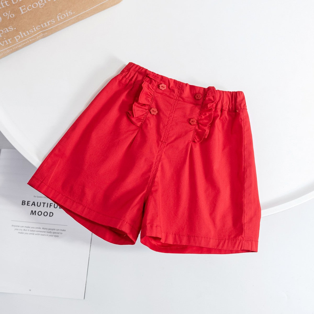 Girls Fashion Solid Color Drawstring Shorts