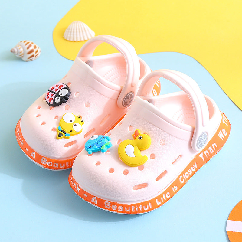 Kids Cute Cartoon Animal Duckling Coccinella Septempunctata Bee Soft Bottom Non-slip Cover Toe Slippers
