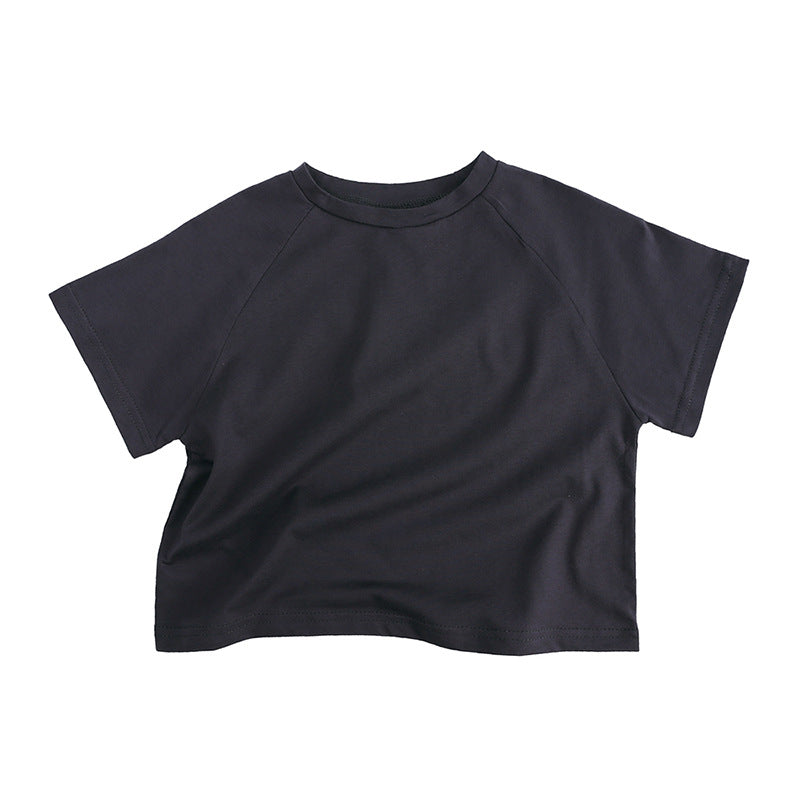 Children Kids Toddlers Girls Boys Boys Short Sleeve Solid Color T-Shirt
