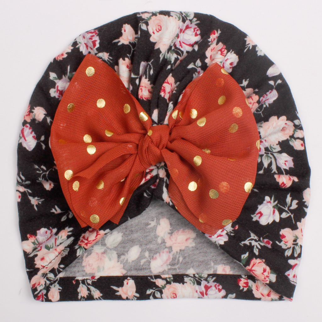Newborn Cute Bow Tiny Flower Turban Cap