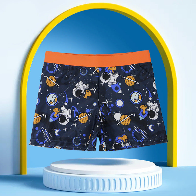 Children Cartoon Print Quick-Drying Swimming Trunks