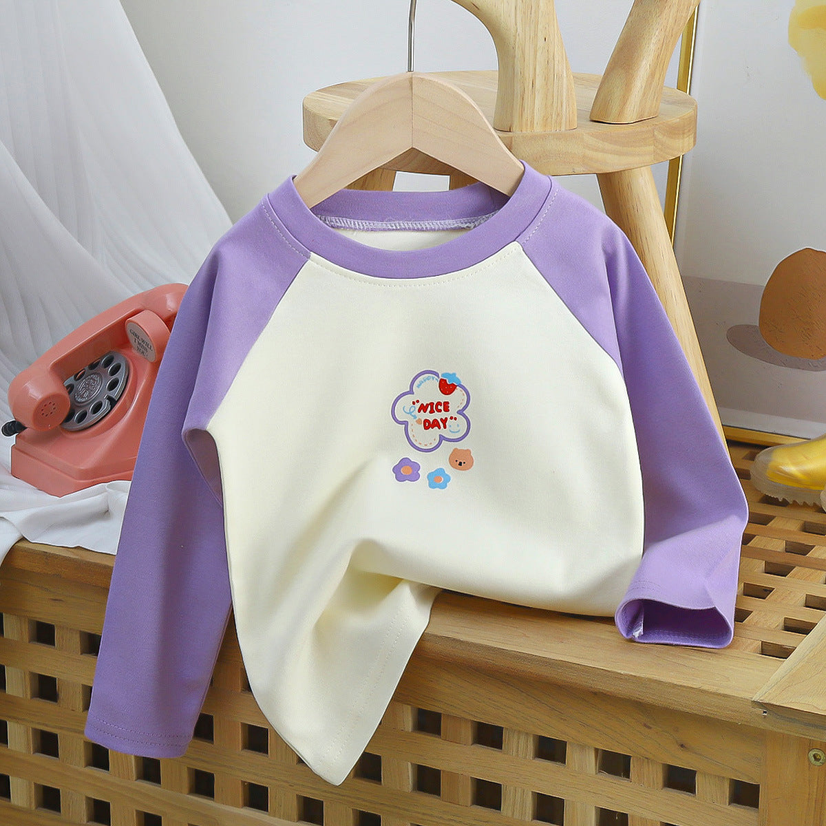 Kids Toddler Big Boys Girls Fashion Casual Cute Cartoon Pattern Round Neck Long Sleeve T-Shirt
