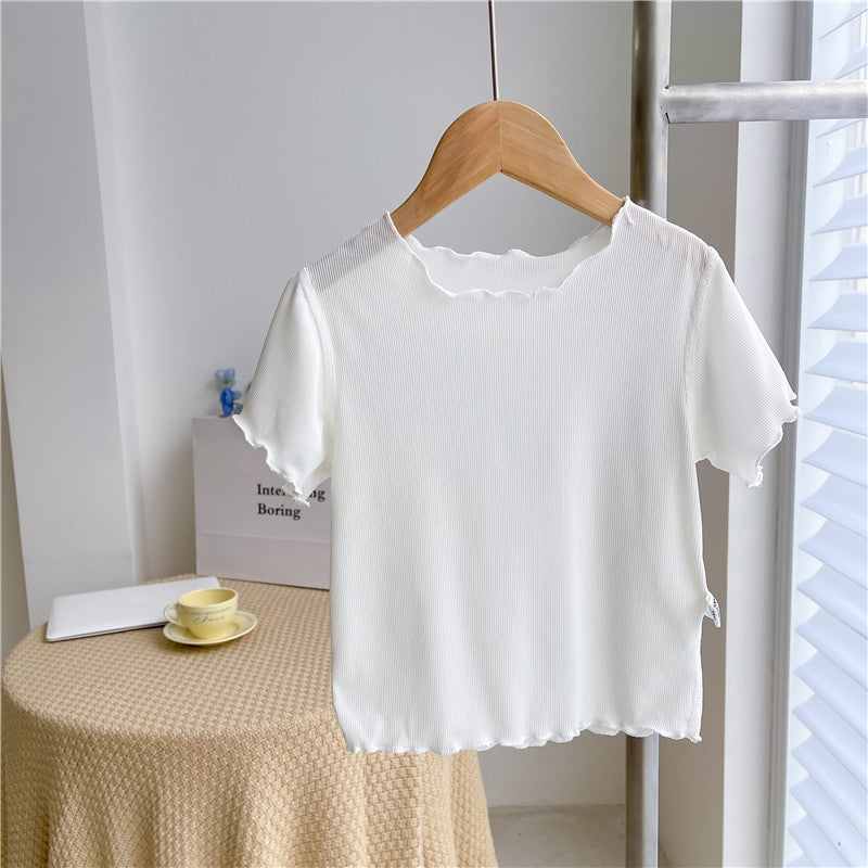 Kids Toddler Girls Fashion Casual Solid Color Short Sleeve T-Shirt