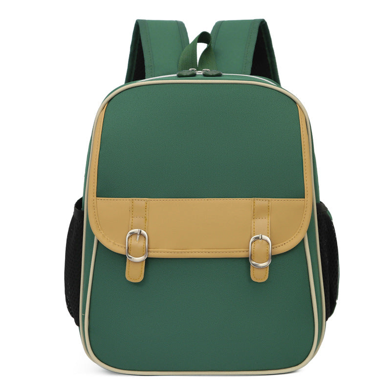 Children Fashion Girls Boys Color Matching Canvas Backpack School Bag