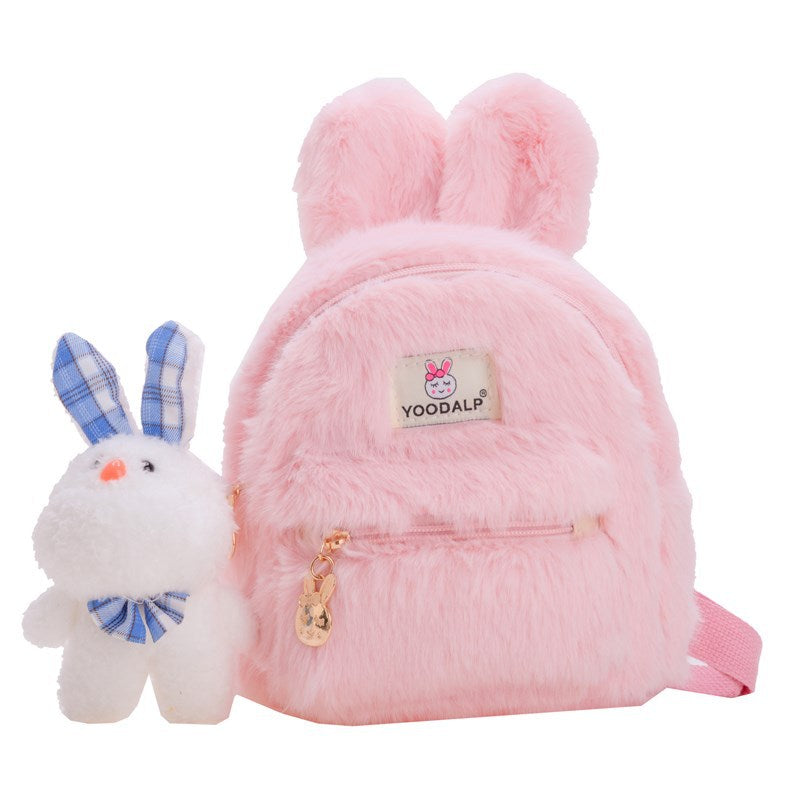 Children Cute Solid Color Plush Backpack