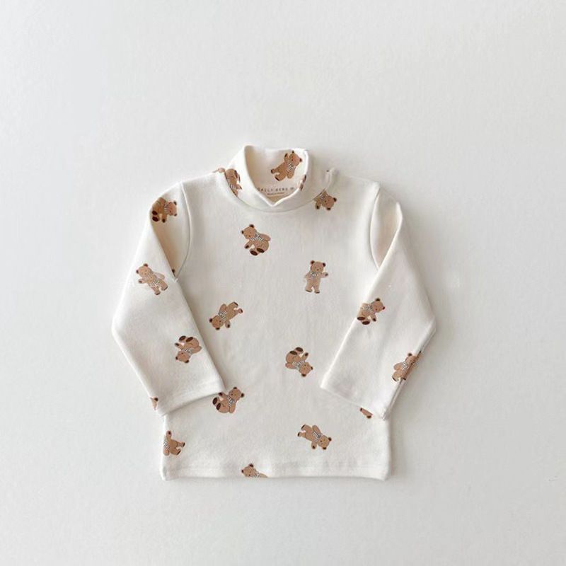 Children Kids Baby Fashion Girls Casual Basic Long Sleeve Half-High Collar T-Shirt Top