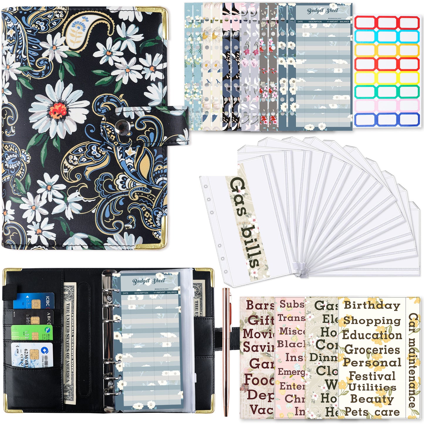 A6 Zipper Bag Color Printing Binder PU Leather Handbook Notebook
