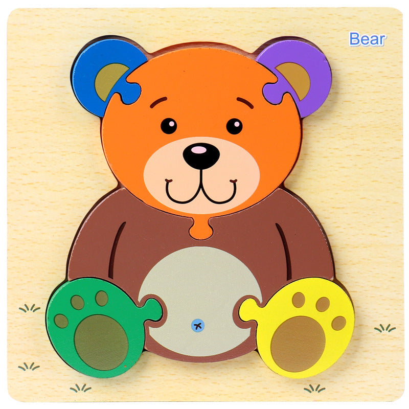 1-3 To Early Education Wooden Children'S Educational Cartoon Animal Three-Dimensional Puzzle