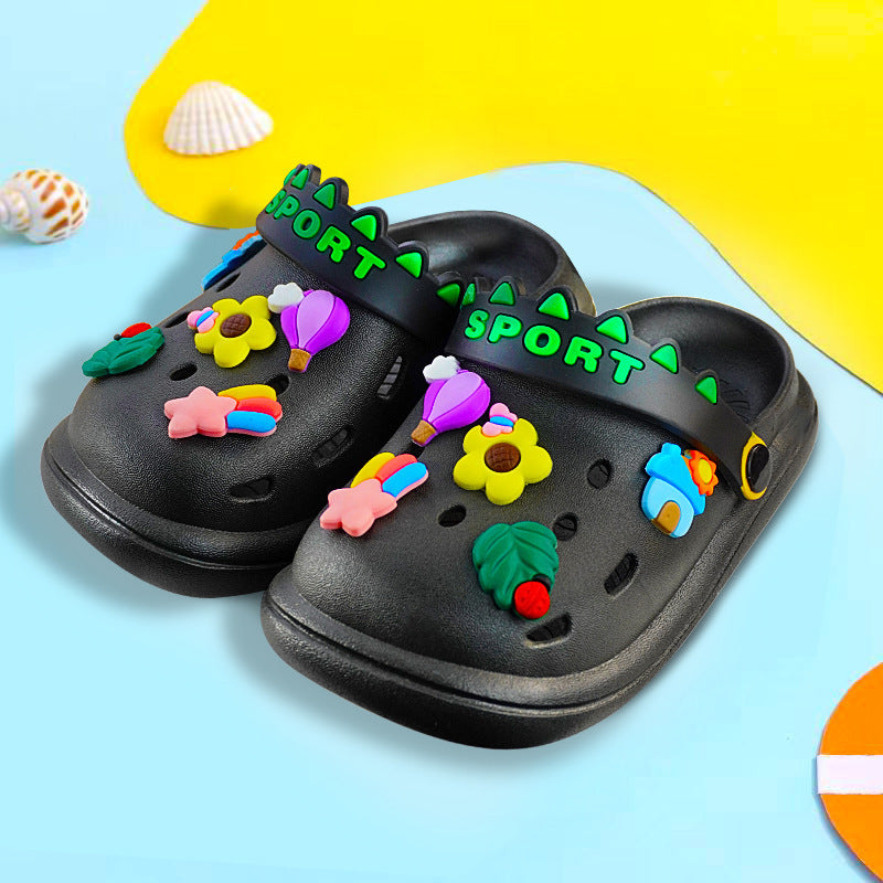 Children Kids Baby Fashion Girls Boys Cartoon Flower Rainbow Soft Sole Casual Clogs Slippers Shoes