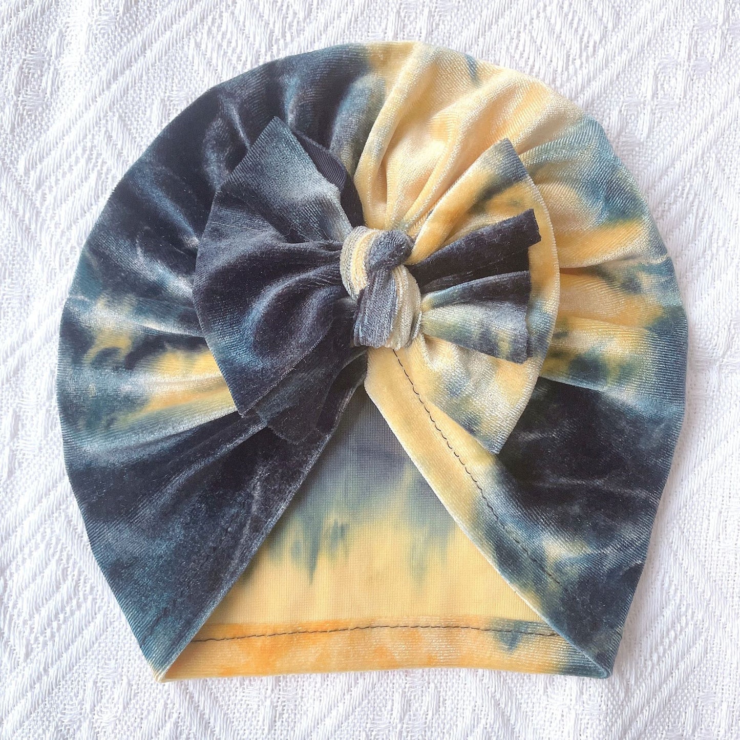 Toddlers Newborn Baby Velvet Tie-Dye Bow Turban Cap
