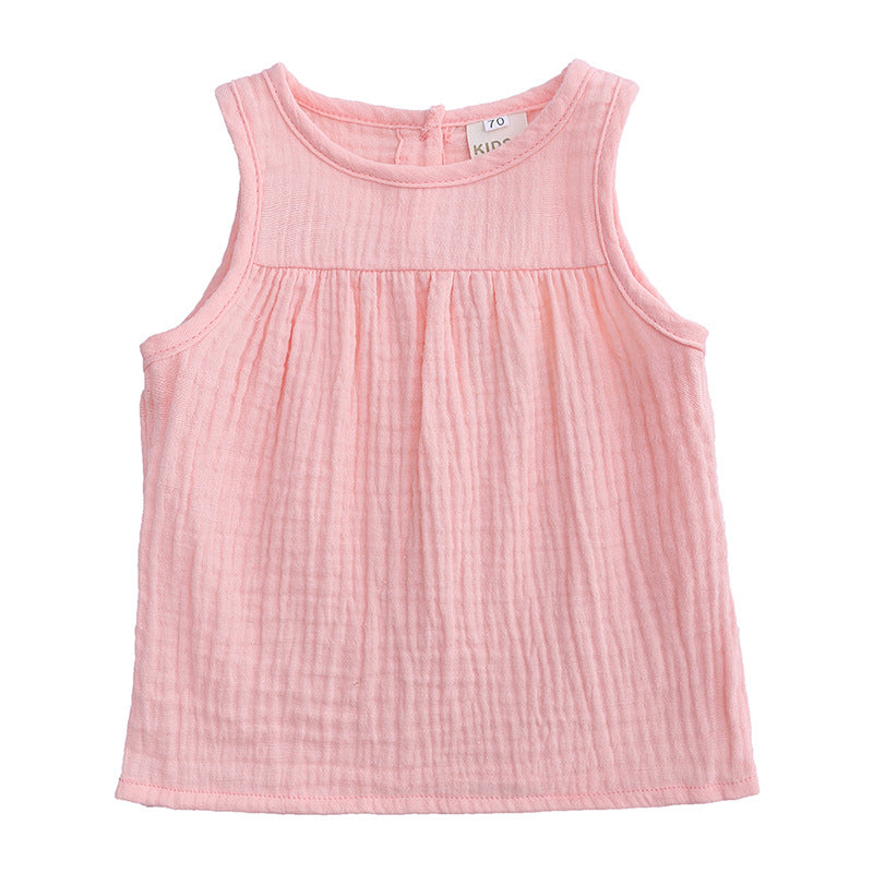 Toddlers Newborn Baby Fashion Boys Girls Casual Basic Sleeveless Solid Color T-Shirt