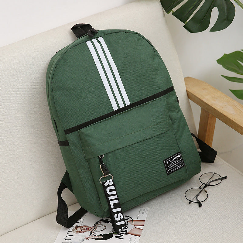 Children Fashion Simple Girls Boys Color Matching Canvas Backpack School Bag