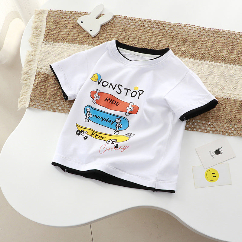 Kids Toddler Big Boys Girls Bear Cute Cartoon Print Short Sleeve Round Neck T-Shirt