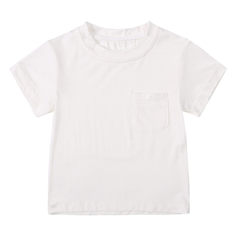 Kids Baby Boys Girls Casual Basic Solid Color Short Sleeve T-Shirt