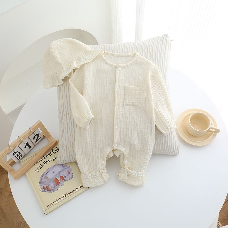 Kids Baby Boys Girls Cute Solid Color Long Sleeve Romper