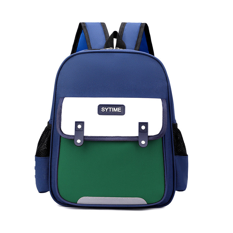 Children Fashion Waterproof Girls Boys Color Matching Canvas Backpack School Bag