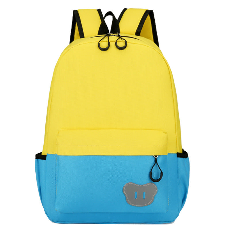 Children Fashion Girls Boys Color Matching Canvas Backpack School Bag