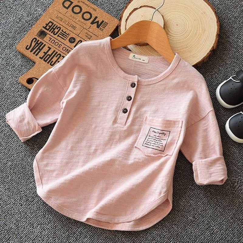Children Kids Toddlers Fashion Boys Long Sleeve Basic T-Shirt