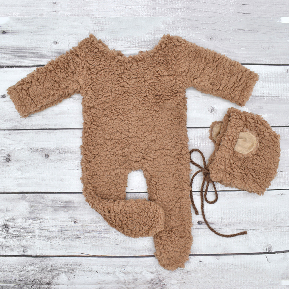 Newborn Baby Bear Photography Clothing Plush Jumpsuits