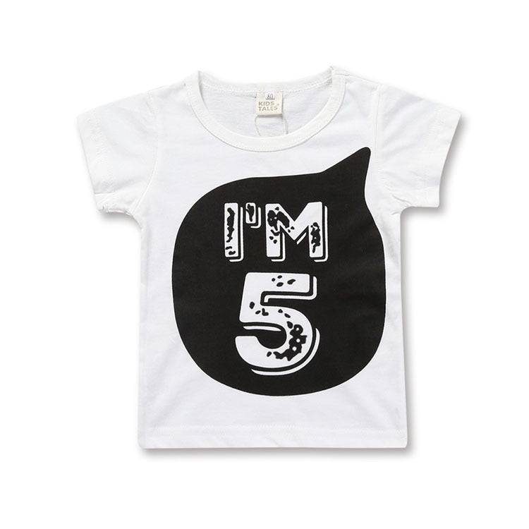 Kids Toddler Boys Girls Casual Cute Letter Round Neck Short Sleeve T-Shirt