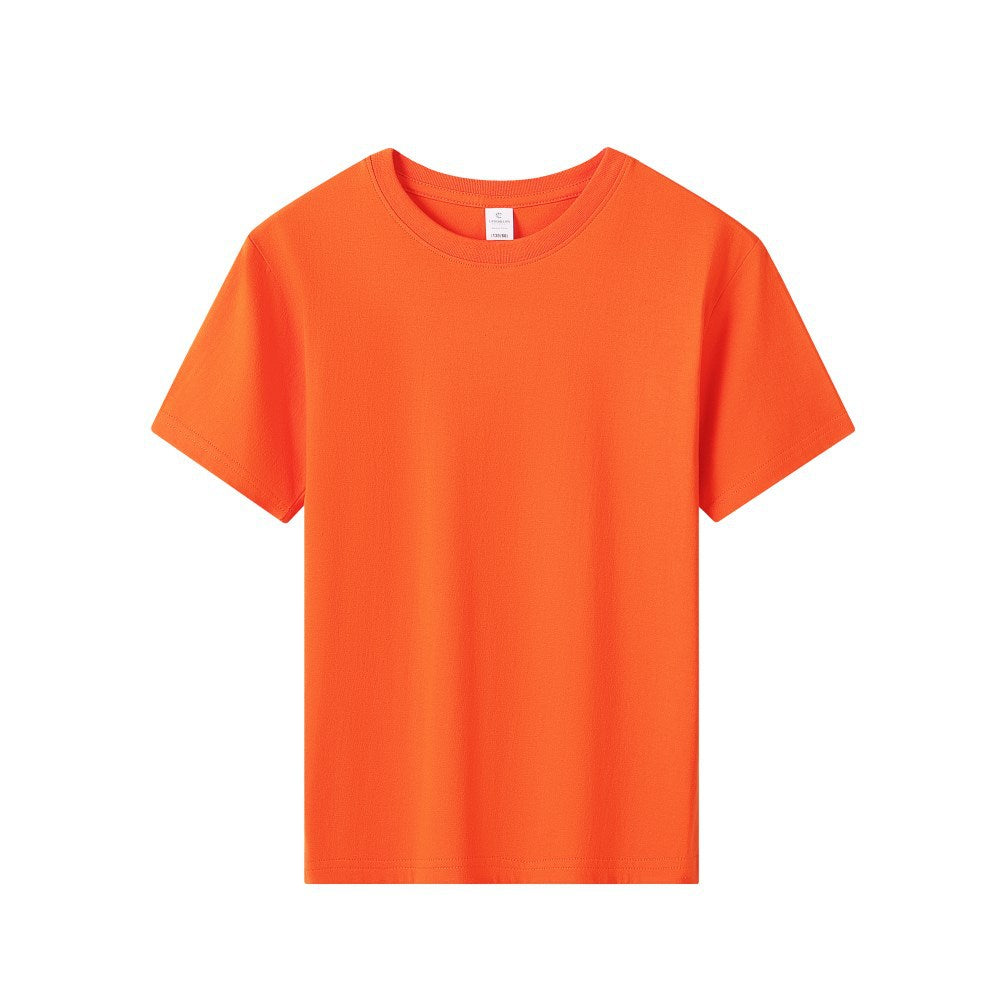 Children Kids Baby Teen Fashion Girls Boys Casual Basic 180g Pure Cotton Round Neck Short-Sleeved Solid Color T-Shirt