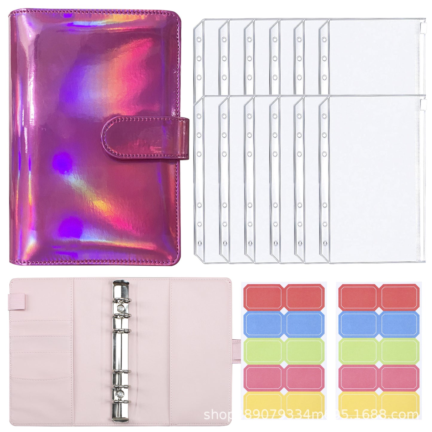 A6 Colorful Binder Laser Macaron PU Note Book