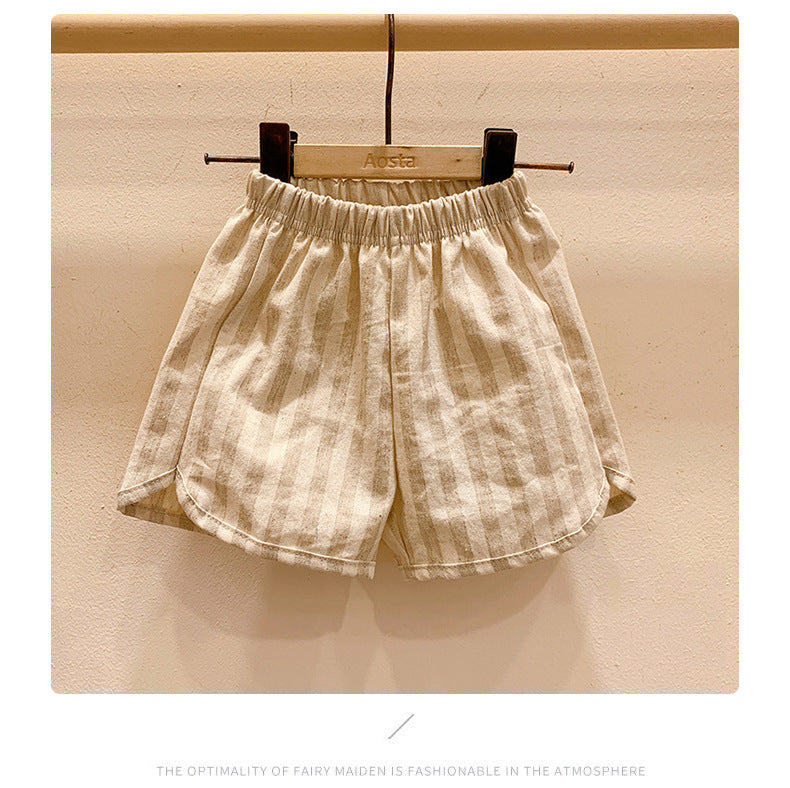 Kids Casual Plaid Polka Dot Loose Elastic Shorts